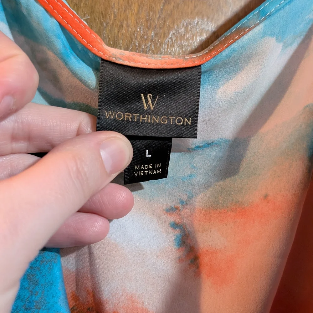 Worthington Vibrant Sleeveless Cowl Neck Top L - Picture 2 of 4